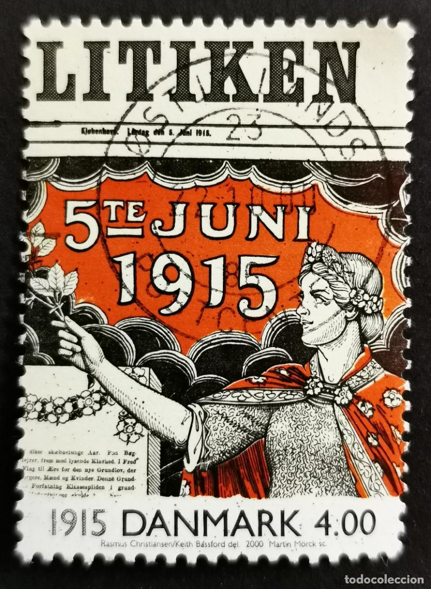 Sellos: Sello Dinamarca 2000, Portada peri&oacute;dico (Politiken) 1915 Sufragio femenin, 4.00 dkr. Michel: DK 1248