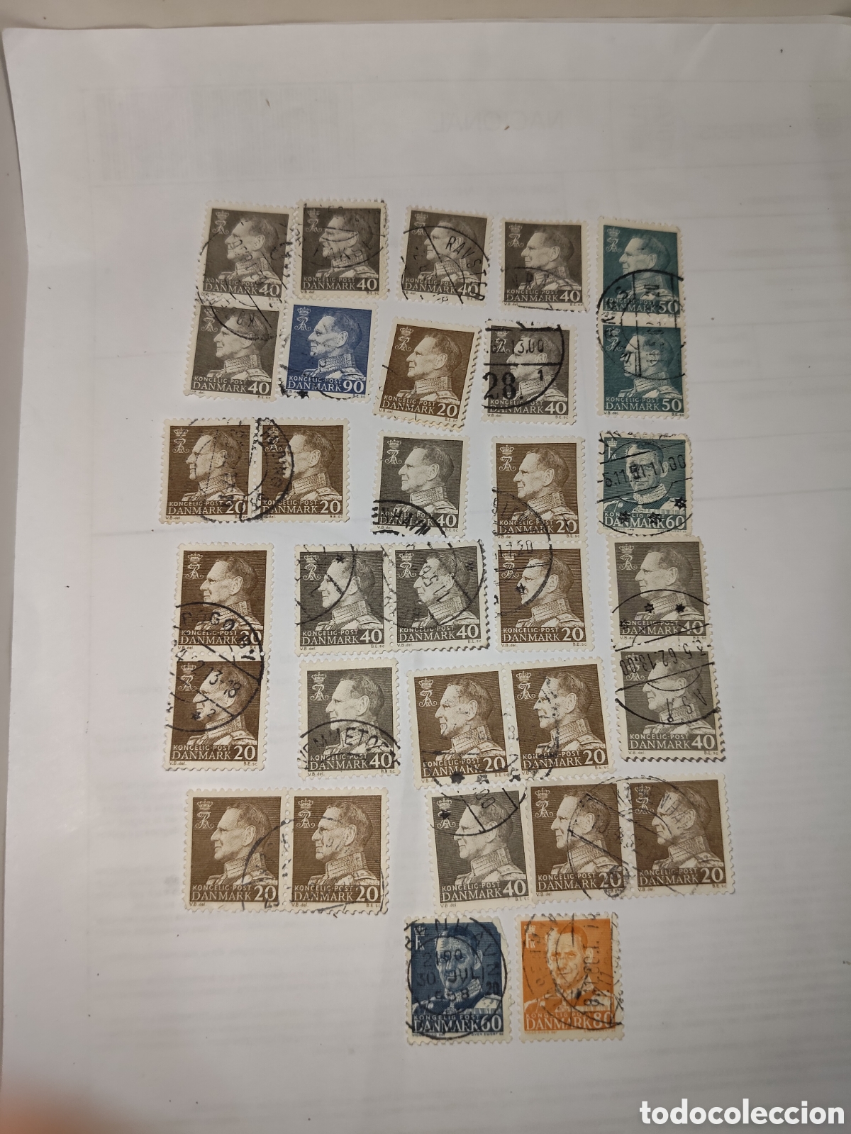 Sellos: 32 sellos de Dinamarca Rey Federico lX 1945-55 usados