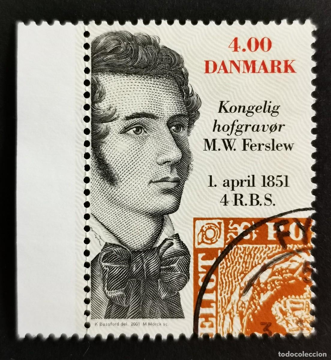 Sellos: Sello Dinamarca 2001, Martinus William Ferslew, dise&ntilde;ador y grabador, 4.00 dkr. Michel: DK 1273