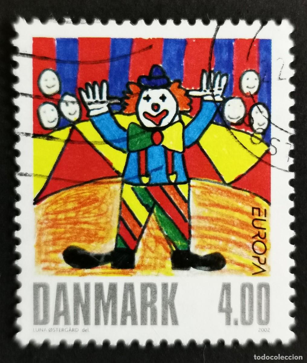 Sellos: Sello Dinamarca 2002, Europa Payaso (Luna Ostergard), 4.00 dkr. Michel: DK 1310