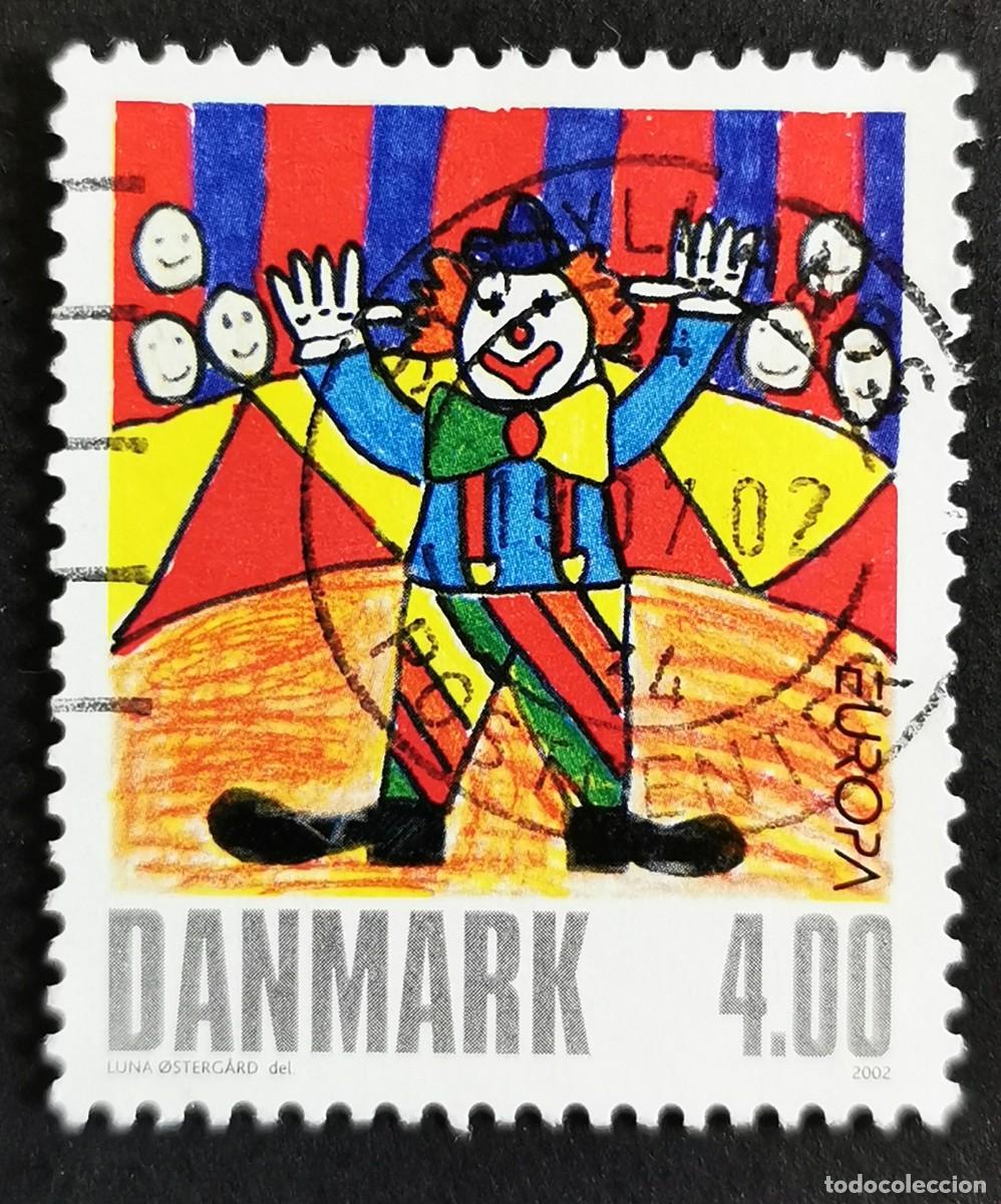 Sellos: Sello Dinamarca 2002, Europa Payaso (Luna Ostergard), 4.00 dkr. Michel: DK 1310