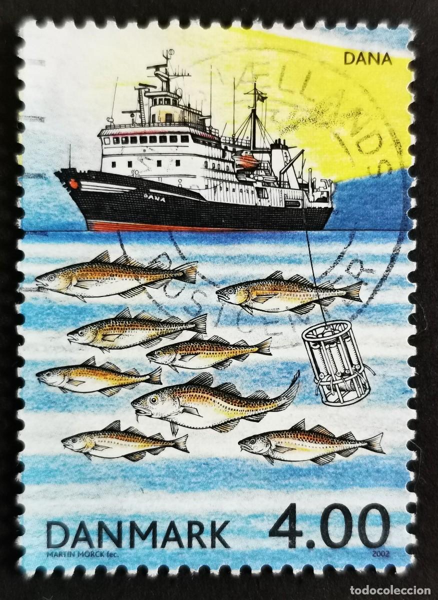 Sellos: Sello Dinamarca 2002, Barco, bacalao del Atl&aacute;ntico (Gadus morhua), 4.00 dkr. Michel: DK 1316
