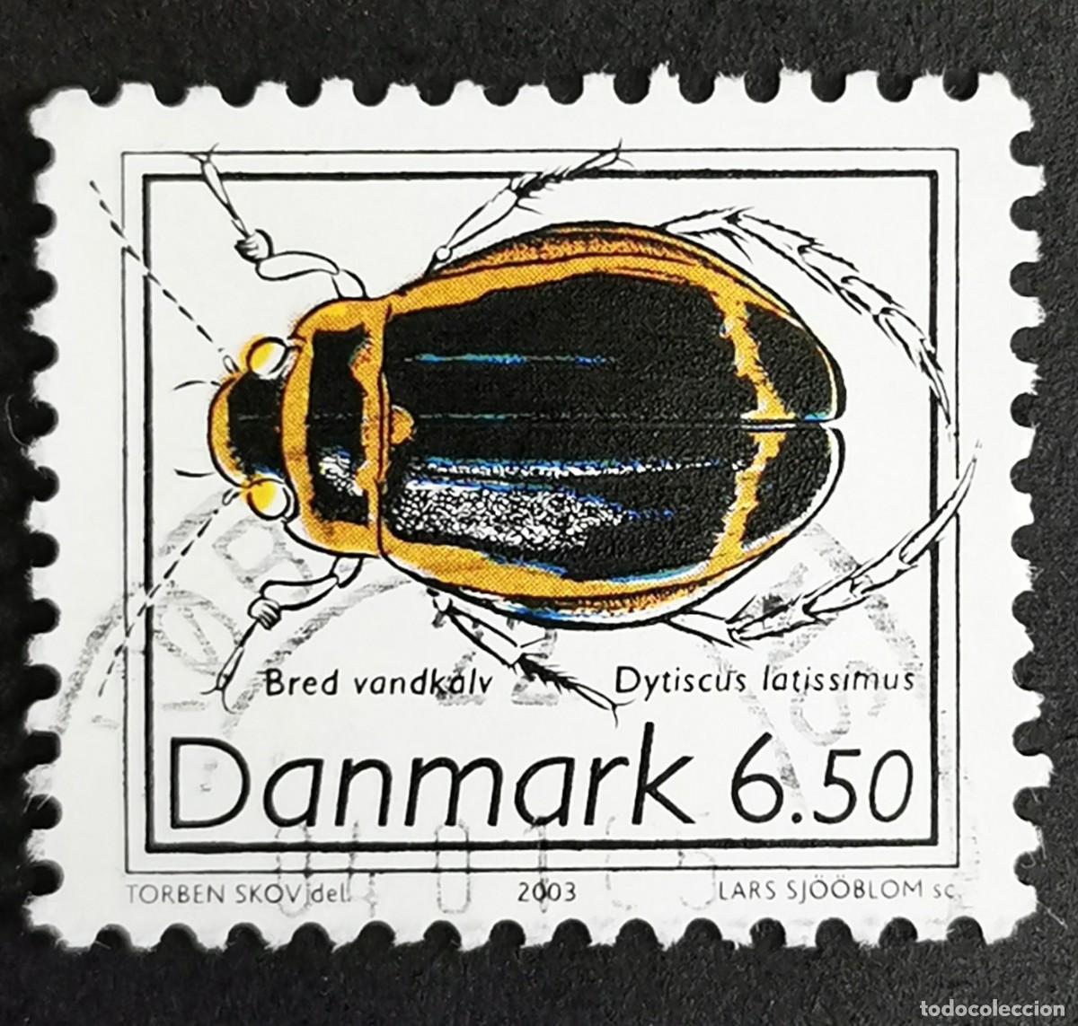 Sellos: Sello Dinamarca 2003, Escarabajo Buceador (Dytiscus latissimus), 6.50 dkr. Michel: DK 1339