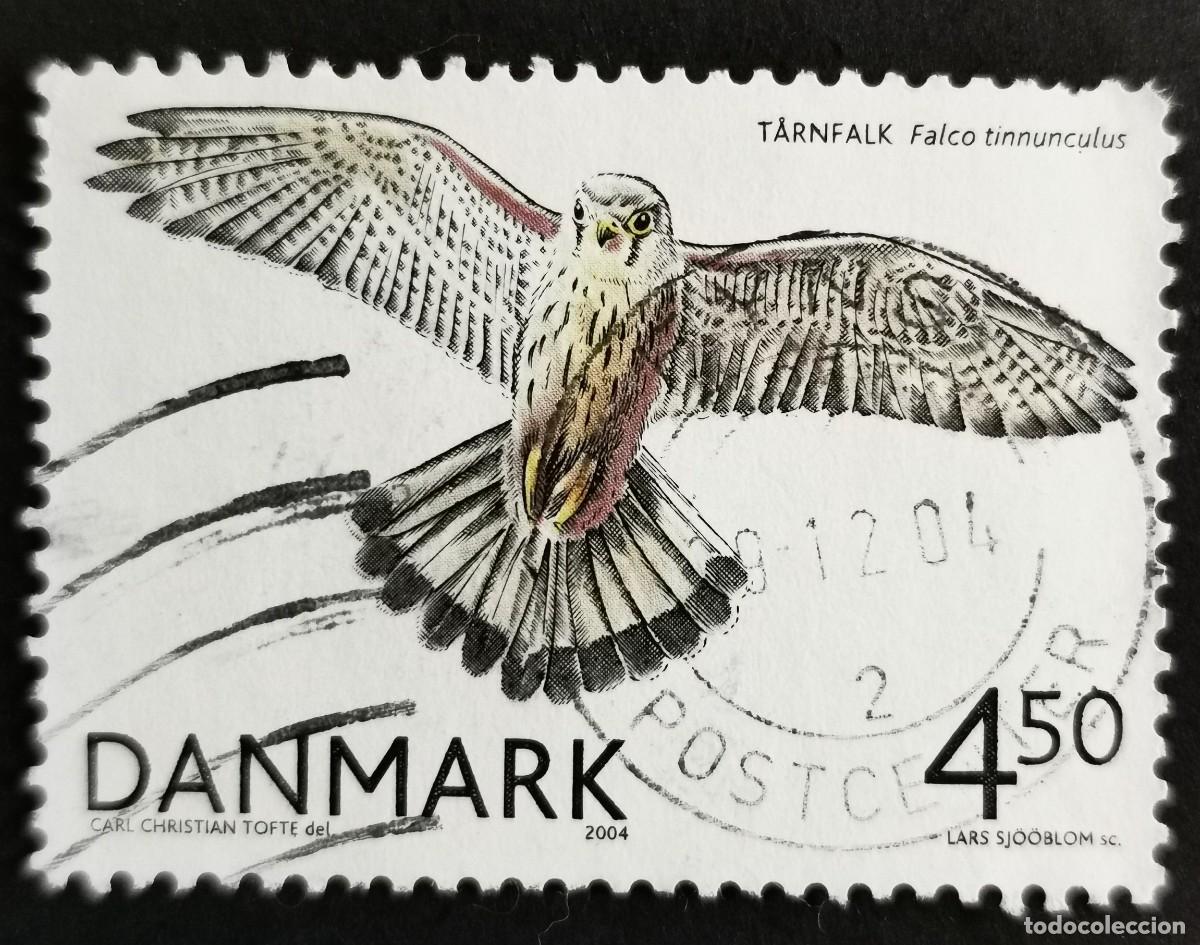 Sellos: Sello Dinamarca 2004, Cern&iacute;calo com&uacute;n (Falco tinnunculus), 4.50 dkr. Michel: DK 1383