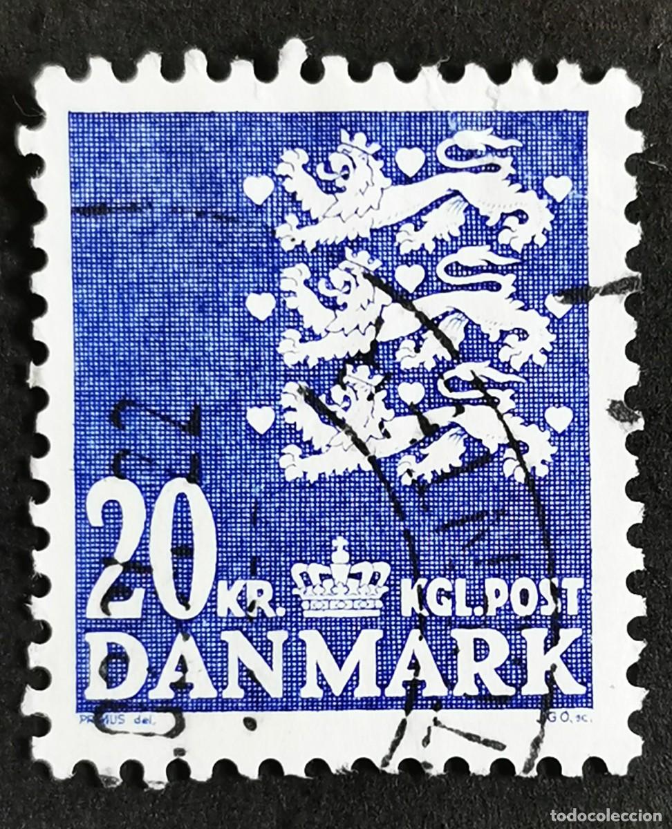 Sellos: Sello Dinamarca 1986, Escudo de armas, 20.00 dkr. Michel: DK 854