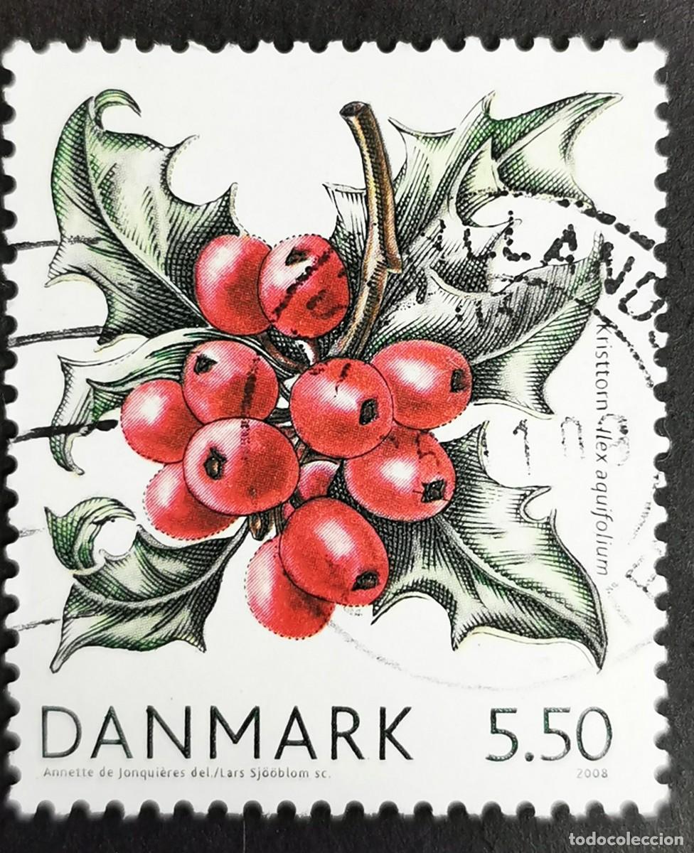 Sellos: Sello Dinamarca 2008, Acebo com&uacute;n (Ilex aquifolium), 5.50 dkr. Michel: DK 1511