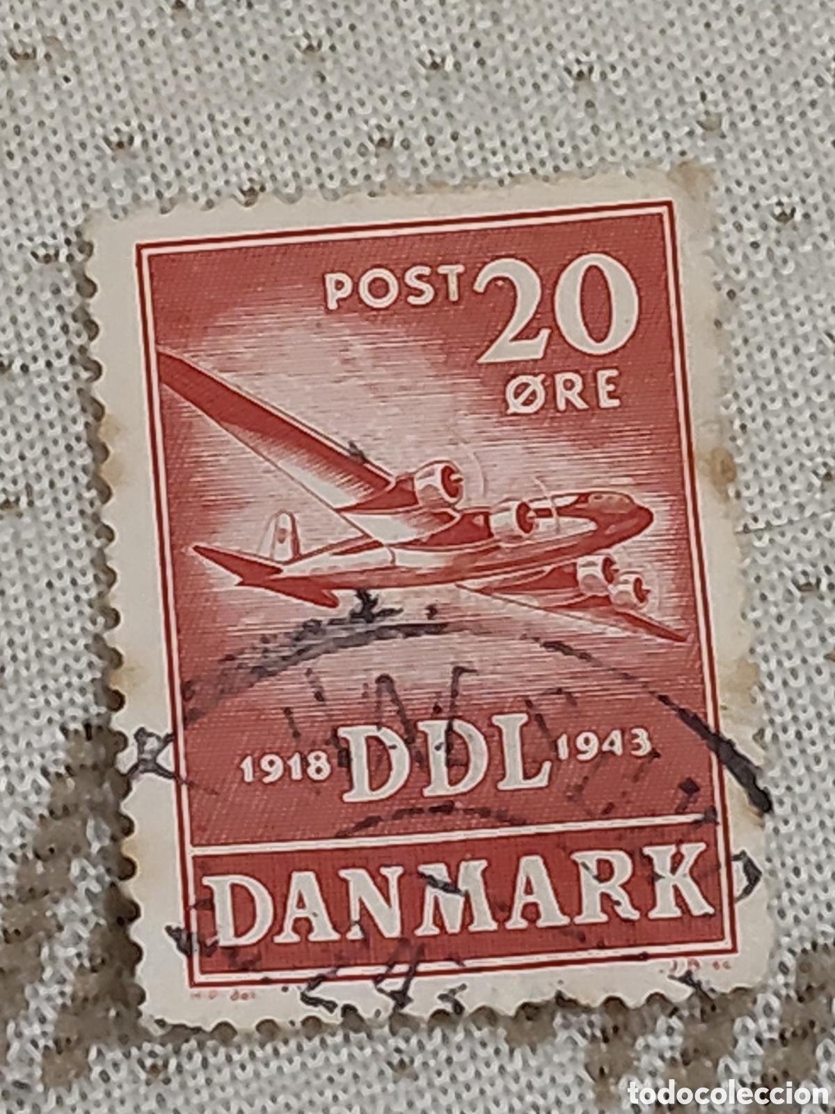 Sellos: Sello de Dinamarca 25 aniversario de la aerol&iacute;nea DDL avi&oacute;n Focke Wulf FW 200 C&oacute;ndor 1943