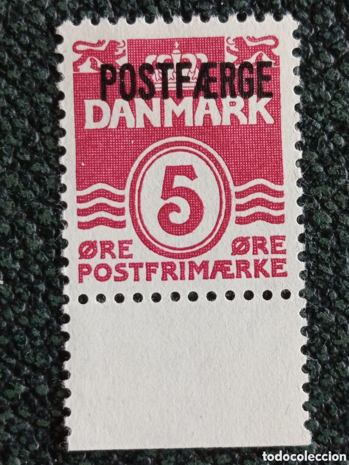 Sellos: Dinamarca 1953 Sobrecarga POSTF&AElig;RGE 5 &Oslash;re Olas con Margen - Michel #P12 MH
