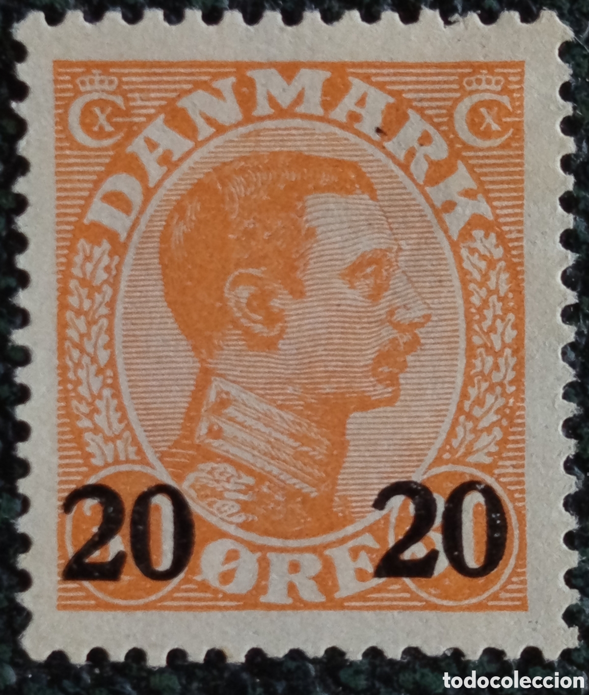 Sellos: Dinamarca 1913 Rey Cristian X 20 &Oslash;re Naranja Definitivo - Michel #89 / Scott #91 MH