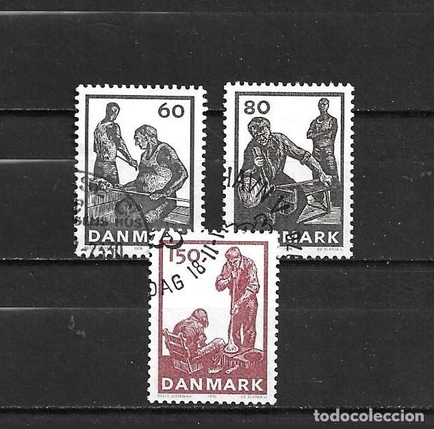 Sellos: Dinamarca, 1976, industria del vidrio danesa, yvert 632-633 y 635, usados