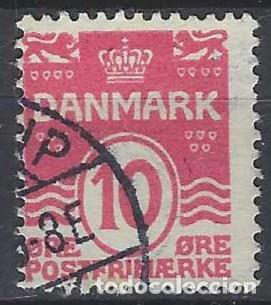 Stamps: DINAMARCA 1912 - S. B&Aacute;SICA, OLAS, ROSADO CARM&Iacute;N - USADO