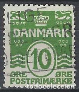Sellos: DINAMARCA 1921 - S. B&Aacute;SICA, OLAS, VERDE - USADO - Foto 1
