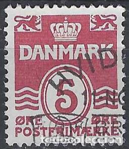 Briefmarken: DINAMARCA 1938 - S. B&Aacute;SICA, OLAS, ROJO VINO - USADO