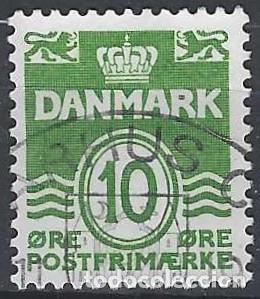 Selos: DINAMARCA 1950 - S. B&Aacute;SICA, OLAS, VERDE - USADO