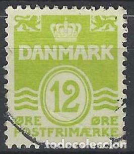 Stamps: DINAMARCA 1952 - S. B&Aacute;SICA, OLAS, VERDE AMARILLENTO - USADO