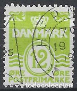Timbres: DINAMARCA 1952 - S. B&Aacute;SICA, OLAS, VERDE AMARILLENTO - USADO