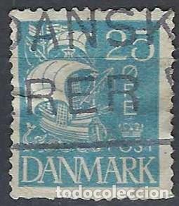 Stamps: DINAMARCA 1927 - CARABELA, AZUL - USADO
