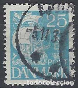 Stamps: DINAMARCA 1927 - CARABELA, AZUL - USADO