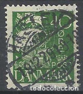 Stamps: DINAMARCA 1927 - CARABELA, VERDE OSCURO - USADO
