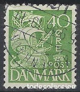 Stamps: DINAMARCA 1937-40 - CARABELA, VERDE CLARO - USADO