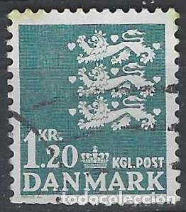 Briefmarken: DINAMARCA 1971 - ESCUDO NACIONAL, AZUL VERDOSO - USADO