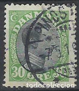 Selos: DINAMARCA 1918-20 - REY CHRISTIAN X, VERDE/NEGRO - USADO