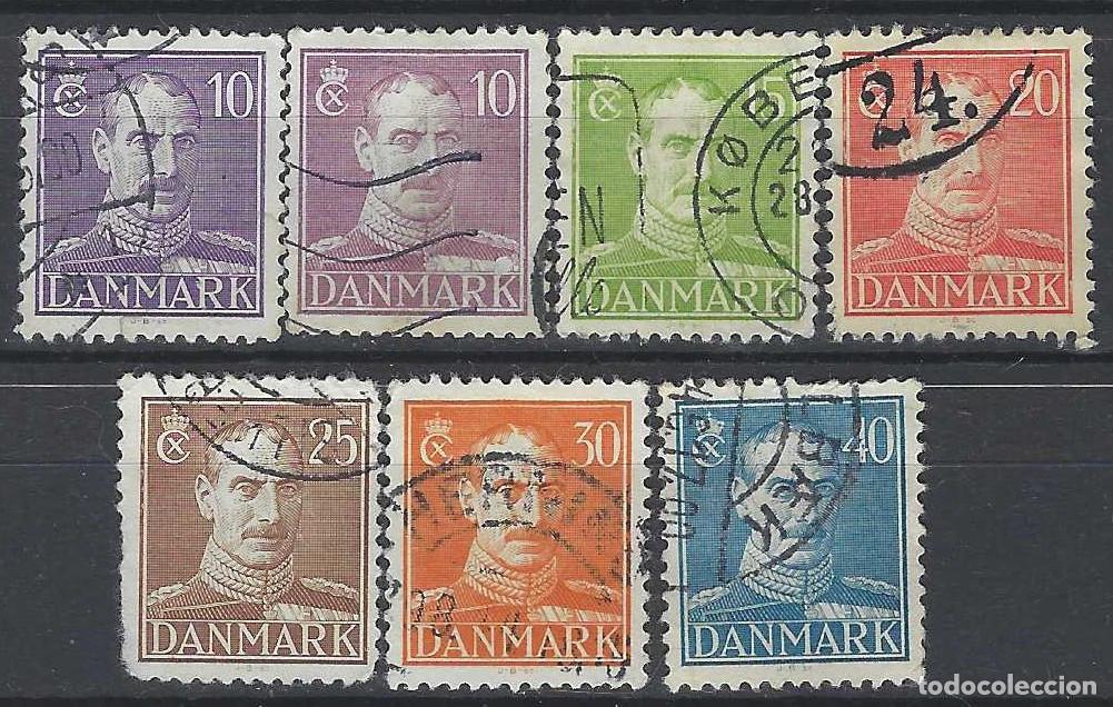 Stamps: DINAMARCA 1942-44 - REY CHRISTIAN X, 7 VALORES - USADO