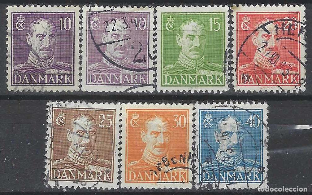 Briefmarken: DINAMARCA 1942-44 - REY CHRISTIAN X, 7 VALORES - USADO