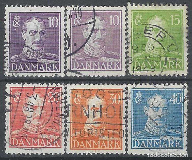 Stamps: DINAMARCA 1942-44 - REY CHRISTIAN X, 6 VALORES - USADO