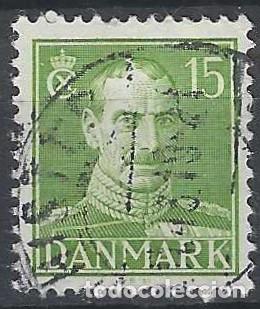 Selos: DINAMARCA 1942-44 - REY CHRISTIAN X, VERDE - USADO