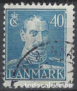 Stamps: DINAMARCA 1942-44 - REY CHRISTIAN X, AZUL - USADO