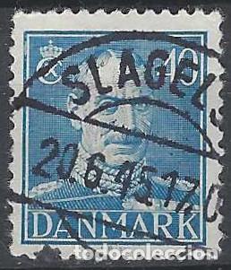 Stamps: DINAMARCA 1942-44 - REY CHRISTIAN X, AZUL - USADO