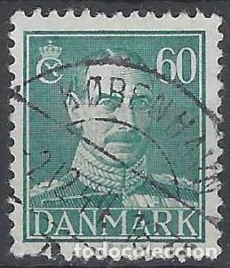 Briefmarken: DINAMARCA 1944 - REY CHRISTIAN X, VERDE AZULADO - USADO