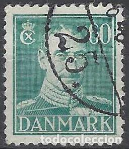 Briefmarken: DINAMARCA 1944 - REY CHRISTIAN X, VERDE AZULADO - USADO