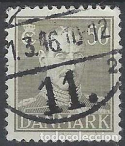 Stamps: DINAMARCA 1945 - REY CHRISTIAN X, GRIS - USADO