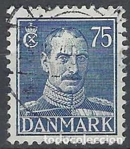 Selos: DINAMARCA 1946 - REY CHRISTIAN X, AZUL OSCURO - USADO