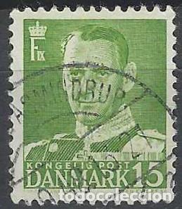Briefmarken: DINAMARCA 1948-59 - REY FREDERIK IX, VERDE - USADO