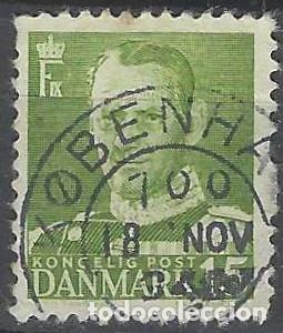 Briefmarken: DINAMARCA 1948-59 - REY FREDERIK IX, VERDE - USADO