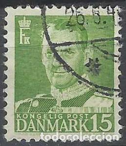 Selos: DINAMARCA 1948-59 - REY FREDERIK IX, VERDE - USADO