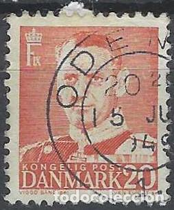 Stamps: DINAMARCA 1948-59 - REY FREDERIK IX, ROJO - USADO