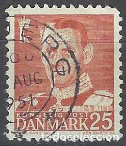 Stamps: DINAMARCA 1948-59 - REY FREDERIK IX, ROJO - USADO