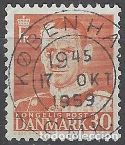 Francobolli: DINAMARCA 1948-59 - REY FREDERIK IX, ROJO - USADO