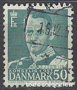Selos: DINAMARCA 1948-59 - REY FREDERIK IX, VERDE AZULADO - USADO