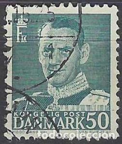 Briefmarken: DINAMARCA 1948-59 - REY FREDERIK IX, VERDE AZULADO - USADO