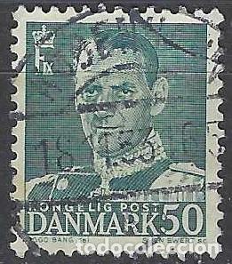 Selos: DINAMARCA 1948-59 - REY FREDERIK IX, VERDE AZULADO - USADO