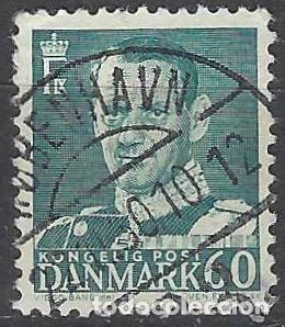 Briefmarken: DINAMARCA 1948-59 - REY FREDERIK IX, VERDE AZULADO - USADO