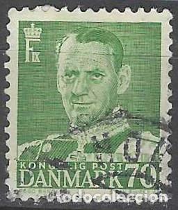 Stamps: DINAMARCA 1948-59 - REY FREDERIK IX, VERDE - USADO