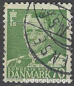 Briefmarken: DINAMARCA 1948-59 - REY FREDERIK IX, VERDE - USADO