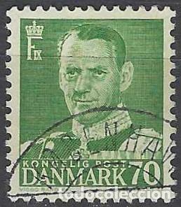 Stamps: DINAMARCA 1948-59 - REY FREDERIK IX, VERDE - USADO