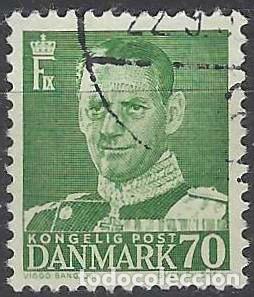 Stamps: DINAMARCA 1948-59 - REY FREDERIK IX, VERDE - USADO